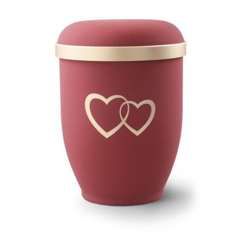 Biodegradable Urn (Red with Gold Heart Design) 